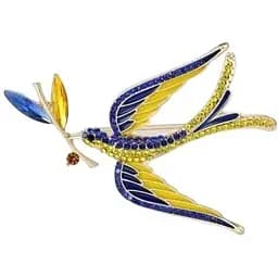 Брошь Птица брошь-булавка символ Украины патриотическая желто-голубая