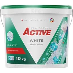 Стиральный порошок Active White Powder для белых вещей в ведре, 10 кг (130 циклов)