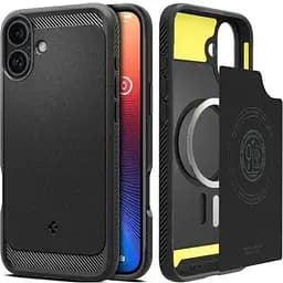 Протиударний чохол Spigen Rugged Armor MagSafe Matte Black для iPhone 16 (ACS08214)