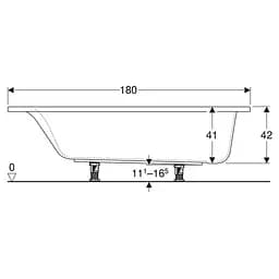 Ванна акрилова Geberit Selnova Square 180x80 554.386.01.1 + ніжки, Білий - мініатюра 3