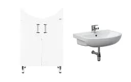 Тумба ПіК Kraft Декор Т1 + раковина Arteco 60 см Білий 30412