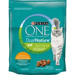 Сухой корм для взрослых кошек Purina One Adult Dual Nature Spirulina с курицей 750 г (12462855)