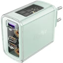 Мережевий зарядний пристрій Acefast A45 USB/2 Type-C QC PD PD65W GaN бірюзовий