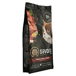 Сухий корм для котів з чутливим травленням Savory Adult Cat Sensitive Digestion Fresh Lamb & Turkey зі свіжим м’ясом ягняти та індички 2 кг