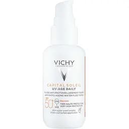 Сонцезахисний невагомий флюїд Vichy Capital Soleil проти ознак фотостаріння шкіри обличчя з універсальним тонуючим пігментом SPF 50+ 40 мл (MB452100)