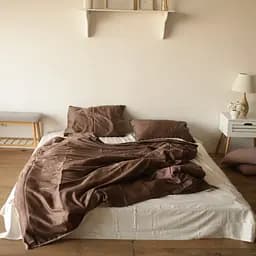 Комплект постільної білизни двуспальний 180 x 220 см Сатин Chocolate Шоколадний