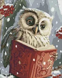 Алмазна мозаїка Розумна совушка з АВ стразами 40×50 см AMO7816