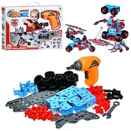 Конструктор на шурупах 10в1 (транспорт, робот), 286 деталей, шуруповерт с подвижной насадкой, 661-301