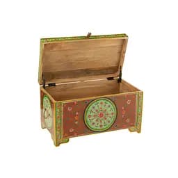 Скриня в індійському стилі J-Line велика дерев'яна різнокольорова (50564)