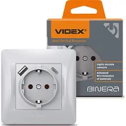 Розетка Videx VF-BNSK1GUC-SS