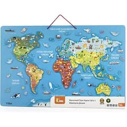 Пазл магнитный Viga Toys Карта мира с маркерной доской украинский язык (44508)