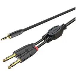 Готовый аудио кабель Roxtone miniJack 3.5 Stereo - 2xJack 6.3 mono GPT-C100-L3 3м