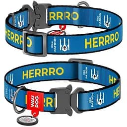 Нашийник для собак Waudog Nylon нейлоновий з QR паспортом, малюнок Патрон, металевий фастекс, M, Ш 20 мм, Дов 24-40 см