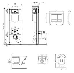 Набір Q-tap Nest 4 в 1 підвісний унітаз Swan Ultra Quiet 485x360x320 + комплект інсталяції QT16335179W45148 - мініатюра 2