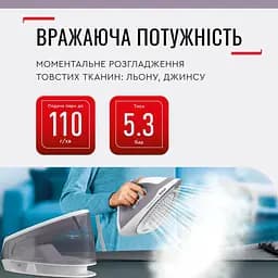 Праска-парогенератор Tefal Express Optimal 2200 Вт 1200 мл біло-сіра (SV4111E0) - мініатюра 9