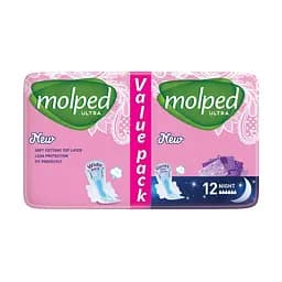 Гигиенические прокладки Molped Ultra night eco 6 капель 12 шт.