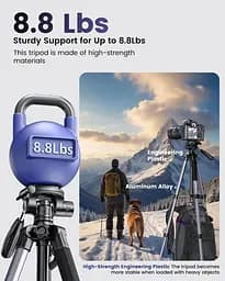 CAMBOFOTO 74"-Camera-Tripod, професійний алюмінієвий штатив/підставка для ніг Бездзеркальна камера/DSLR/Мобільний телефон - мініатюра 6
