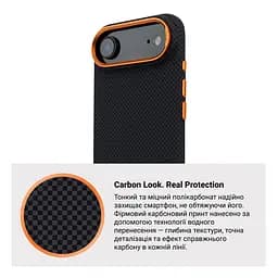Карбоновый чехол для Apple iPhone 17 Air, LikeCarbon2 SE MagCase, черный, тонкий защитный чехол-панель из поликарбоната с магнитами N52, MagSafe, противоударный, совместим с беспроводной зарядкой, приподнятые края для защиты камеры, ArmorStandart (ARM89166) - мініатюра 7