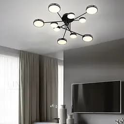 Чорна стельова люстра на 5+5 світлових кругів Ø 90 см | Арт. 77031/5+5 BK | Line F