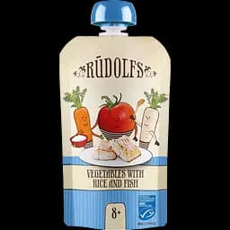 Пюре Rudolfs Овочі з рисом та атлантичною тріскою, 110 г