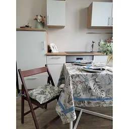 Скатерть Прованс Мира с кантом 180х136 см бежево-голубая