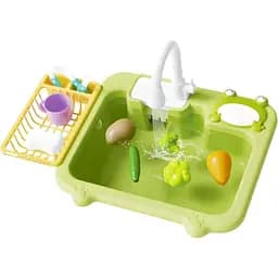 Ігрова кухня Limo Toy WD-803A, з мийкою та водою, 16 предметів, на батарейках, зелена