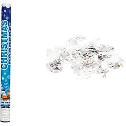 Хлопавка пневматична Devilon Christmas Poppers 98.5 см білі та сріблясті сніжинки з фольги (401093-1)