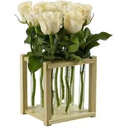 Деревянная подставка для цветов Стеклоприбор, 9 пробирок, бежевая (300641)