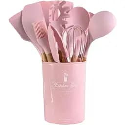 Набір кухонного приладдя Edenberg Silicone kitchen utensils set 12 предметів Рожевий