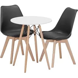 Обідній комплект Jumi Mark круглий стіл 80 см + 2 стільці білий чорний