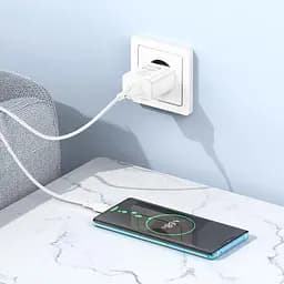 Мережевий зарядний пристрій з кабелем Borofone BA72A Spring single port QC3. 0 charger set(Type-C) 18W білий - мініатюра 3