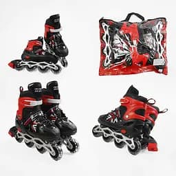Роликовые коньки, размер 29-33, PVC колеса, стелька 16-19 см, красный, INLINE SKATE, 21895-S
