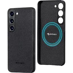 Оригинальный противоударный чехол для Samsung Galaxy S23 Plus (6.6") Pitaka MagEZ MagSafe Case 3 Twill Black/Grey
