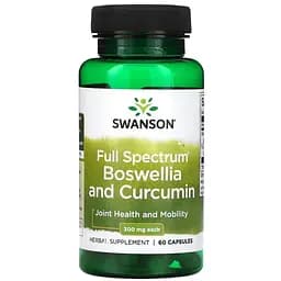 Натуральная добавка Swanson Boswellia and Curcumin Full Spectrum, 60 капсул для поддержания суставов
