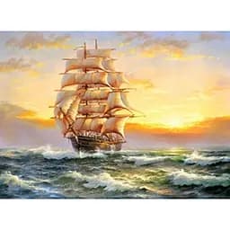Картина Алмазна мозаїка 40 * 50 см зі стразами на підрамнику Золоті вітрила пейзаж море
