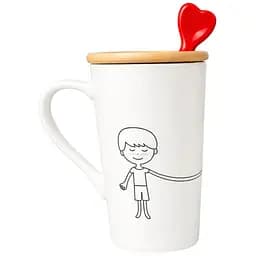 Чашка Led Love is C с бамбуковой крышкой и ложкой 360 мл (B060494)