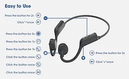 Спортивні бездротові кісткові навушники ESON X2 з Bluetooth 5.3, шумоподавленням та IPX5 чорні - мініатюра 8