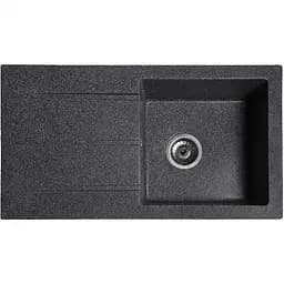 Гранітна кухонна мийка Romzha Quadro Grafit (201) з крилом