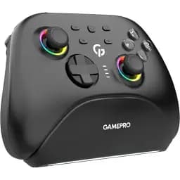 Геймпад GamePro GPX13BDOC, Black, док-станція, бездротовий (Bluetooth / USB 2.4GHz / Type-C), для ПК / Switch / Android / iOS, 14 кнопок / 2 аналогові стіки / D-Pad, вібрація, RGB підсвічування, акумулятор 1000 mAh - мініатюра 2