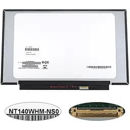 Матриця 14.0" NT140WHM-NS0 1366х768, 30pineDP, LED, SLIM без планок та вушок, матова, роз'єм праворуч внизу для ноутбука