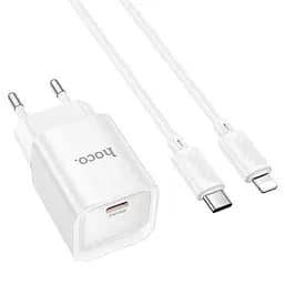 Мережевий зарядний пристрій Hoco C146A Charm single port PD20W charger set(Type-C to iP)(EU) Білий