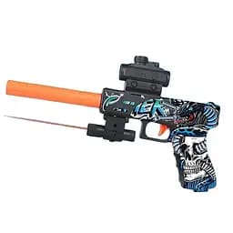 Пістолет 101 WC-01 з прицілом і глушником, механічний, стріляє орбізами, синій колір