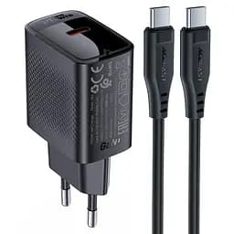 Сетевое зарядное устройство с кабелем Acefast A82 PD20W GaN single USB-C charger set (P5) (EU) черный