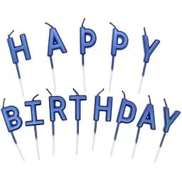 Свечи для торта “Happy Birthday” набор букв синие, декоративные свечи надпись для дня рождения, праздничные свечи буквы
