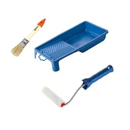 Валик "Велюр" 100х15 мм с ручкой, ванночка и кисточка "Стандарт" Polax (770-247)