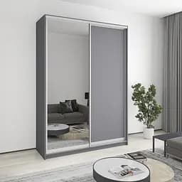 Шкаф-купе двухдверный MebelStar Комбо AL ДСП/Зеркало 170x45x240 см Антрацит (MBS-4102)