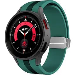 Ремінець для Samsung Galaxy Watch 4 Classic 42mm - темно-зелено-чорний ширина кріплення 20мм силікон Watchbands Cls-way (W27-8WB62202667)