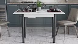 Обідній стіл-формер розкладний Берта Ferrum-decor 750x1400x900 Чорний метал ДСП Білий 16 мм (FRD-105178) - мініатюра 6