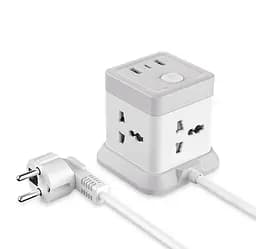 Мережевий подовжувач XO WL20 20W Square 4 розетки + 3 порти (2 USB-A 1 Type-C) кабель 2 метри - мініатюра 6