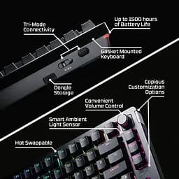 Клавіатура HyperX Alloy Rise 75 Wireless ENG/UA RGB Black (91Y91AA) - мініатюра 9